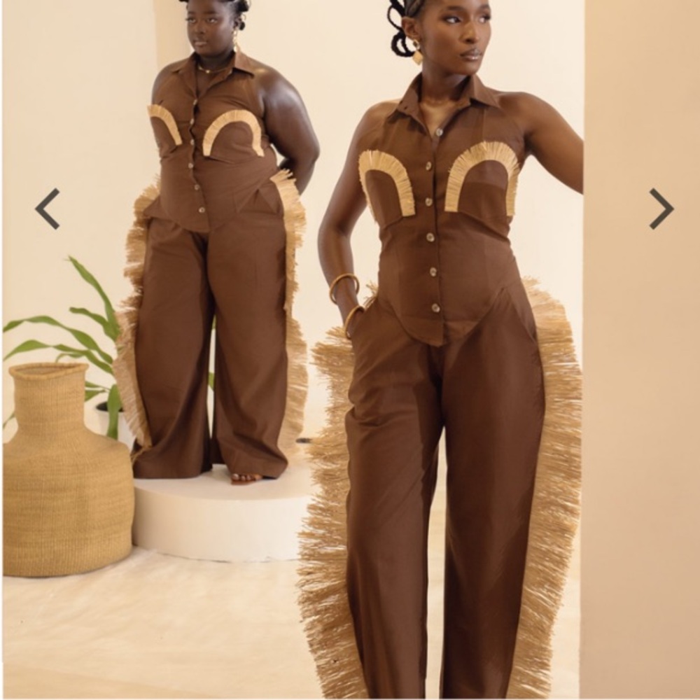 Brown Fringe 2 piece Set